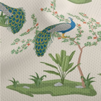Fine Chinese Style Peacock Athletic Mesh Flat Back