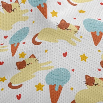 Lazy Cat And Ice Cream Athletic Mesh Flat Back