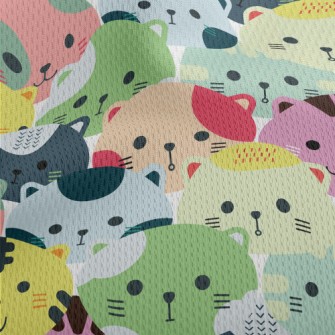 Colorful Cat Head Athletic Mesh Flat Back