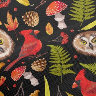 Realistic Hand Drawn Owl And C Performance Linen