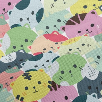 Colorful Cat Head Performance Linen