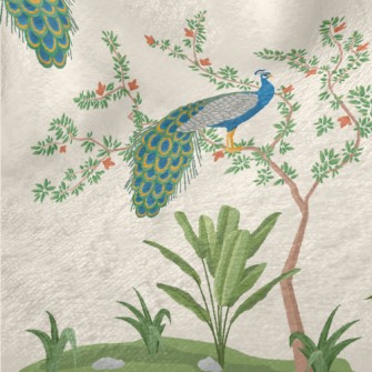 Fine Chinese Style Peacock Minky