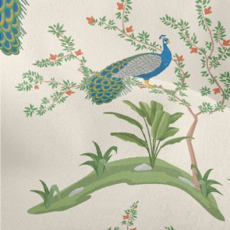 Fine Chinese Style Peacock Lightweight Performance Linen