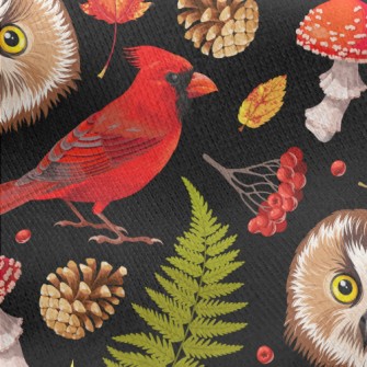 Realistic Hand Drawn Owl And C Jersey Backed Fleece