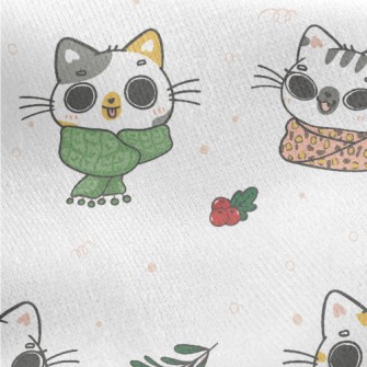 Cat Wearing Scarf In Cold Weat Jersey Backed Fleece