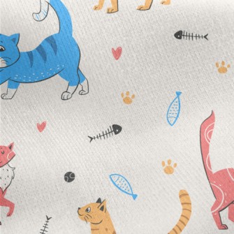 Colorful American Style Cat Jersey Backed Fleece