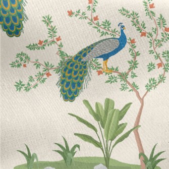 Fine Chinese Style Peacock Jersey Backed Fleece