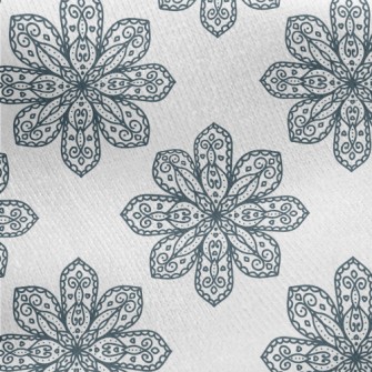 Blue Delicate Flower Jersey Backed Fleece