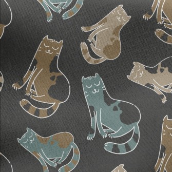 White Line Cat Jersey Backed Fleece