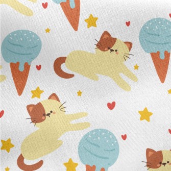 Lazy Cat And Ice Cream Jersey Backed Fleece