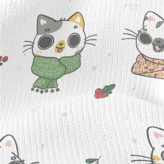 Cat Wearing Scarf In Cold Weat Stretch Jersey