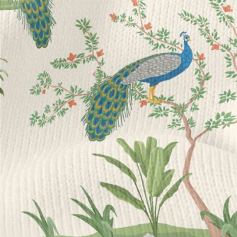 Fine Chinese Style Peacock Stretch Jersey