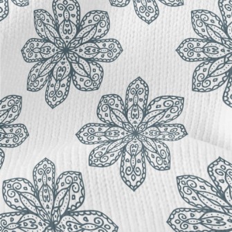 Blue Delicate Flower Stretch Jersey