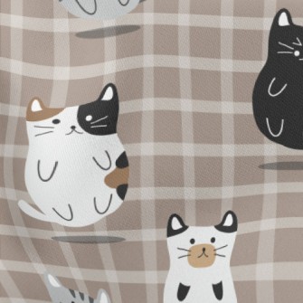 Floating Round Cat Lightweight Cotton Poplin