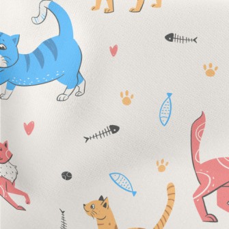Colorful American Style Cat Lightweight Cotton Poplin
