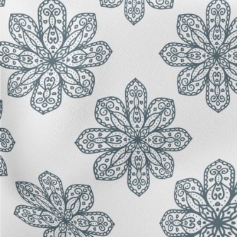 Blue Delicate Flower Lightweight Cotton Poplin