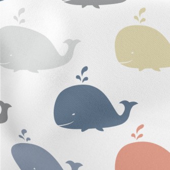 Color Silhouette Whale Lightweight Cotton Poplin