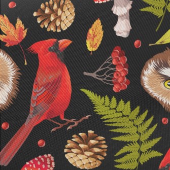Realistic Hand Drawn Owl And C Midweight Cotton Poplin