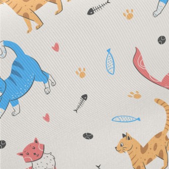 Colorful American Style Cat Midweight Cotton Poplin