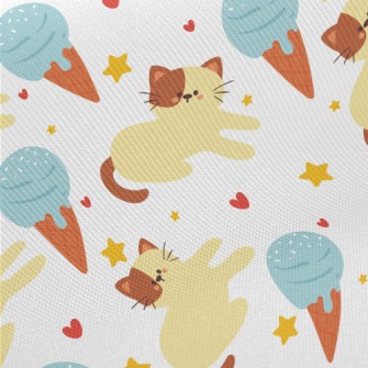 Lazy Cat And Ice Cream Midweight Cotton Poplin