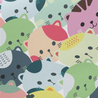 Colorful Cat Head Midweight Cotton Poplin