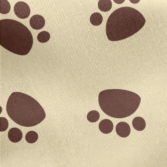 Brown Dog Footprints Jersey Backed Fleece