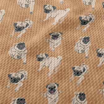 Pug In Different Actions Birdseye Piqué
