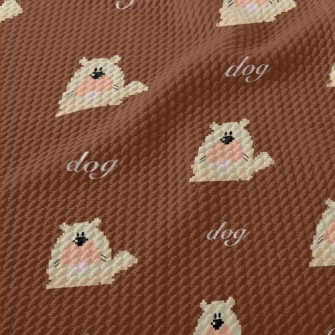 Pixel Cartoon Dog Birdseye Piqué