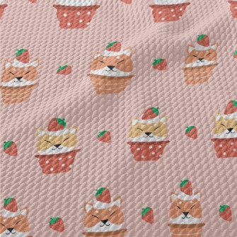 Strawberry Shiba Inu Cupcake Birdseye Piqué