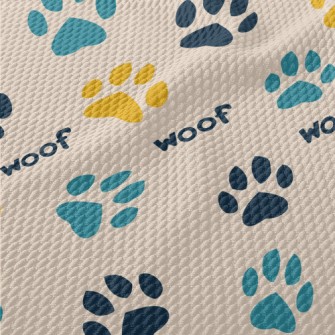 Colored Dog Paw Prints Birdseye Piqué