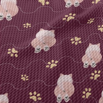 Pink Cat With Paw Prints Birdseye Piqué