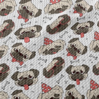 Hand Drawn Trendy Pug Birdseye Piqué