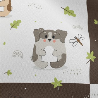 Cute Puppy And Fallen Leaves Chiffon