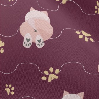 Pink Cat With Paw Prints Chiffon