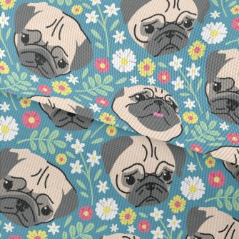 Beautiful Flowers And Pug Waterproof Oxford
