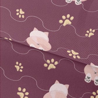 Pink Cat With Paw Prints Waterproof Oxford