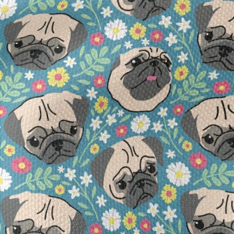 Beautiful Flowers And Pug Waterproof Canvas