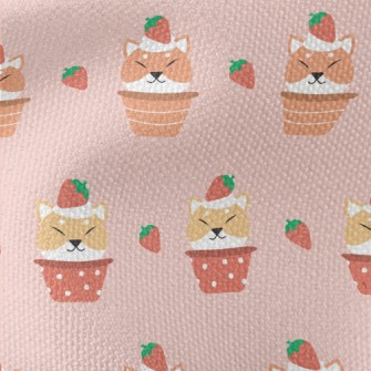 Strawberry Shiba Inu Cupcake Waterproof Canvas