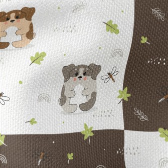Cute Puppy And Fallen Leaves Waterproof Canvas