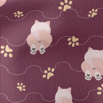 Pink Cat With Paw Prints Waterproof Canvas