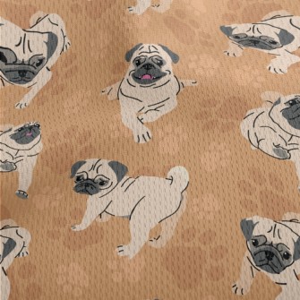 Pug In Different Actions Athletic Mesh Flat Back