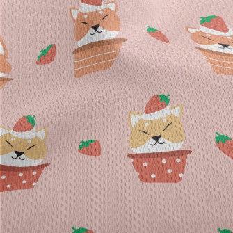 Strawberry Shiba Inu Cupcake Athletic Mesh Flat Back