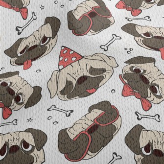 Hand Drawn Trendy Pug Athletic Mesh Flat Back