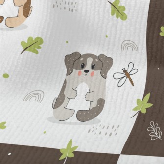 Cute Puppy And Fallen Leaves Terry