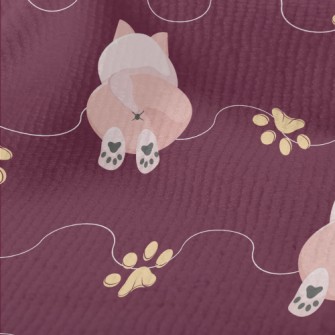 Pink Cat With Paw Prints Terry