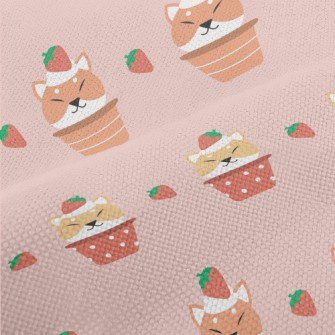 Strawberry Shiba Inu Cupcake Performance Linen