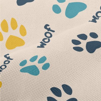 Colored Dog Paw Prints Performance Linen