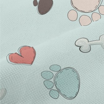 Colorful Paw Prints And Dog To Performance Linen