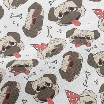 Hand Drawn Trendy Pug Performance Linen