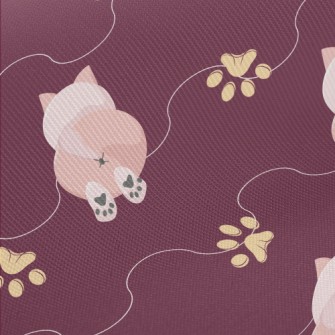 Pink Cat With Paw Prints Twill